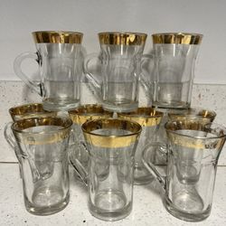 Gold Rim Tea Glass Cups 