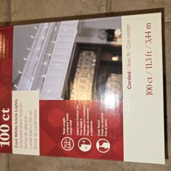 New in the box LED Cool White icicles lights 8 sets