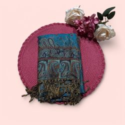 New | Teal/Copper Pashmina Shawl