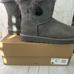 UGG Women's Gray Bailey Button Ii Short Boots gray size 10. Brand new open Box yours for $100.00