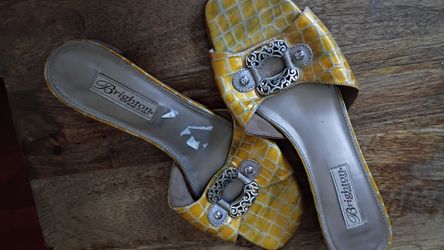Brighton low heel size 9.5 snake texture with silver.