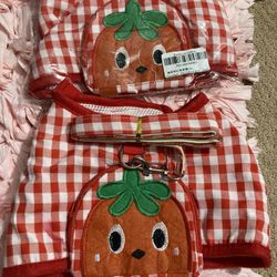 Strawberry Dog Harness Set Size XL But Fits Like A M
