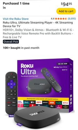 Roku Uktra 4k streaming. Bought it like a month ago. I ended up paying about $115 and I'm asking for $90
