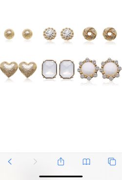 6 Pairs Stud Earrings Set Crystal Pearl Ball Hoops Gemstone Assorted Ear Stud Jewelry for Women Girls,Silver and Gold Plated