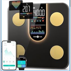 RunStar Scale for Body Weight, Smart Scale with 8-in-1 VA Display, High Precision Bathroom Digital Scale for Body Weight Heart Rate BMI Body Fat 22 Bo