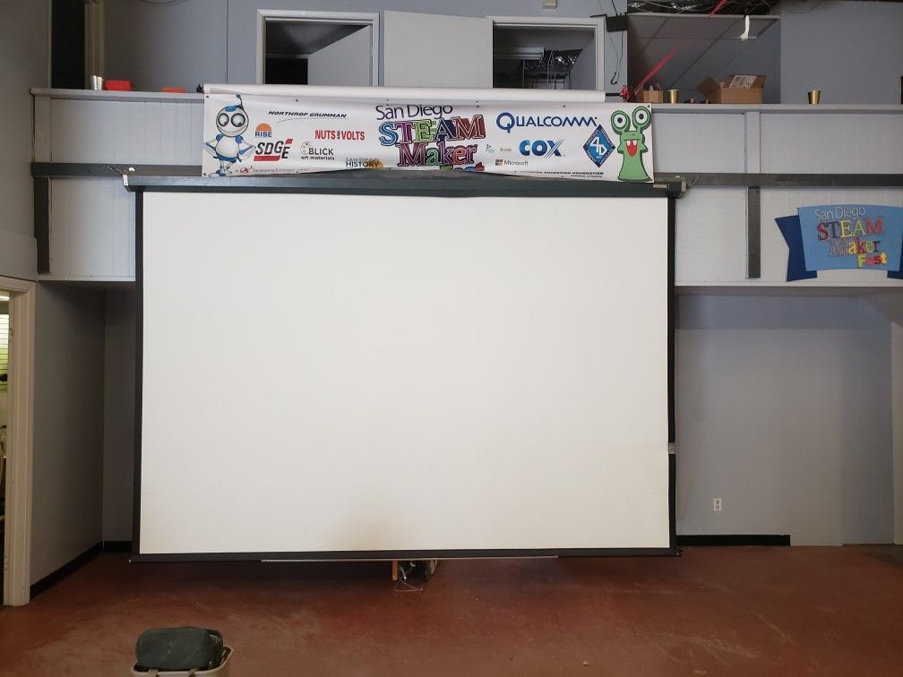 Giant projection screen. 12 ft wide