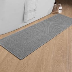 Chakme Dark Gray 59”x17” Bath Mat Runner, Ultra Thin Non Slip Quick Dry Absorbent Bath Mat Rug