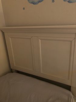 White Wood Bed Headboard