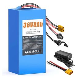36V8Ah Lithium Battery Pack, Built-in 30A BMS(0-750W Motor), XT60&SM Connector, for Jetson Bolt Pro and DIY Projects, 7.48x2.75x2.75 in