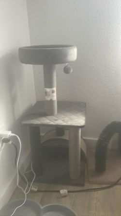 Gray Cat Tree with Scratching Posts