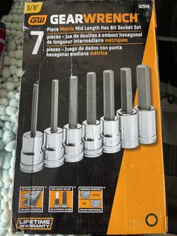 Hex Socket Set 3/8 Mid Length Gearwrench Metric
