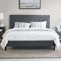 King Size Headboard with Platform Bed Frame Diamond Tufted  Bed