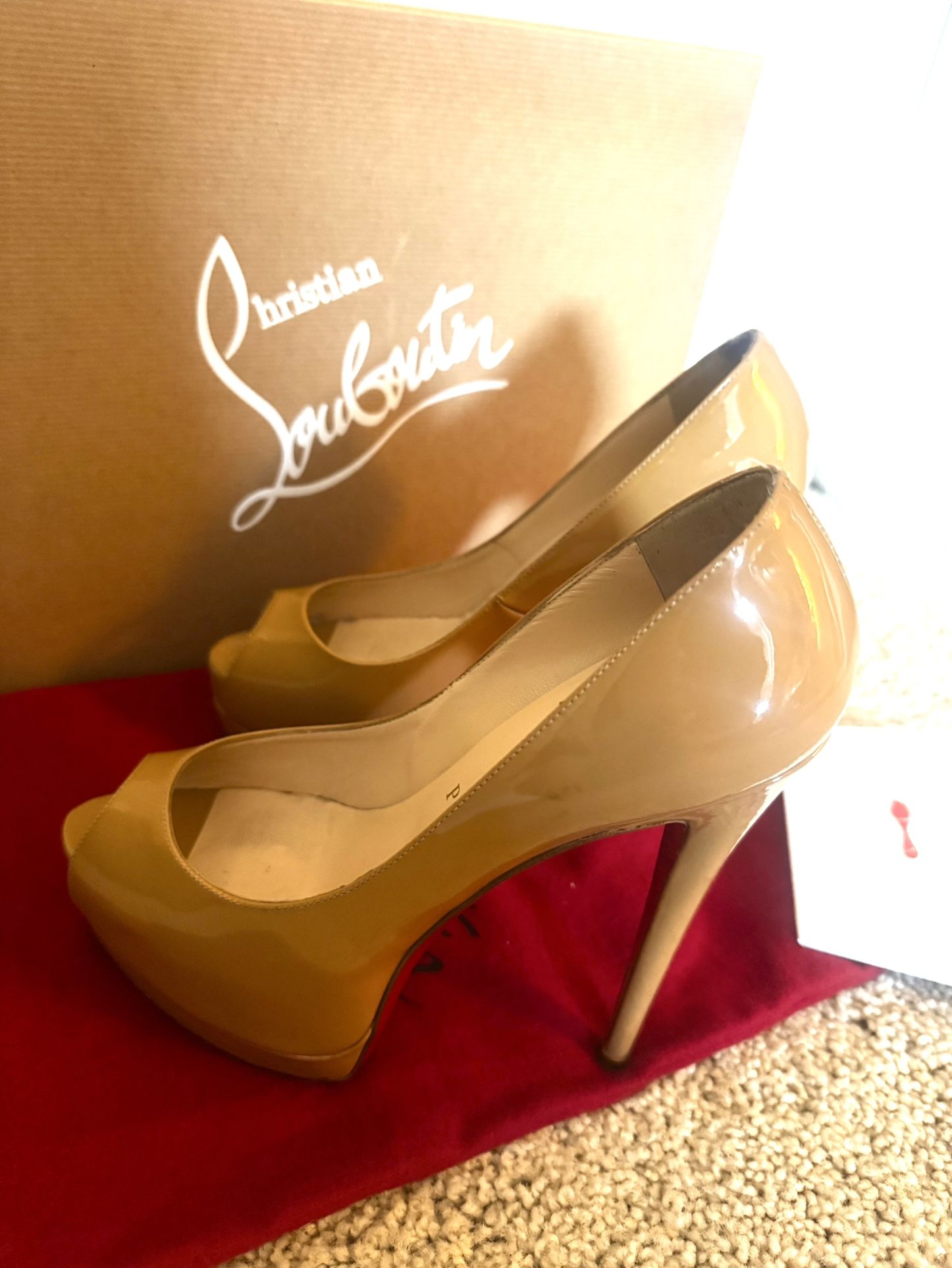 Christian Louboutin Beige Peeptoe Heels