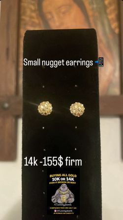 14k Gold Nugget Earrings