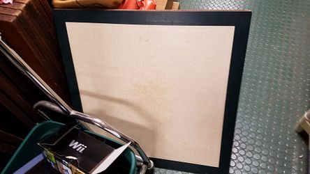 Assorted size two tone laminate top tables with pedestal bases