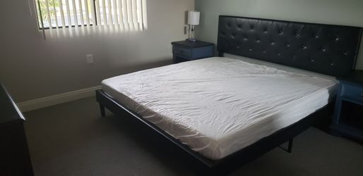 FREE KING SIZE MATTRESS and LEATHER-LIKE frame