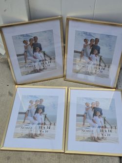 Icona Bay 11x14 Gold Picture Frames with 8x10 Mat - Set of 4, New