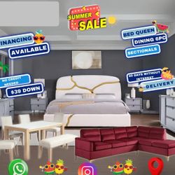 NEW 3 ROOM PACKAGE DEAL - BED MATTRESS DINING ROOM SECTIONAL SOFA AND FINANCING AVAILABLE 