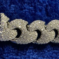 Silver 925 Real  Special Moissante Style Cuban Link Bracelet With A Box Clip Real 925 Silver 