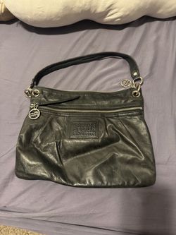 Coach Poppy Black Leather Shoulder Bag