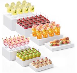 🔥 MUST GO! 7-Piece White Acrylic Buffet Risers 6–12” – New Open Box