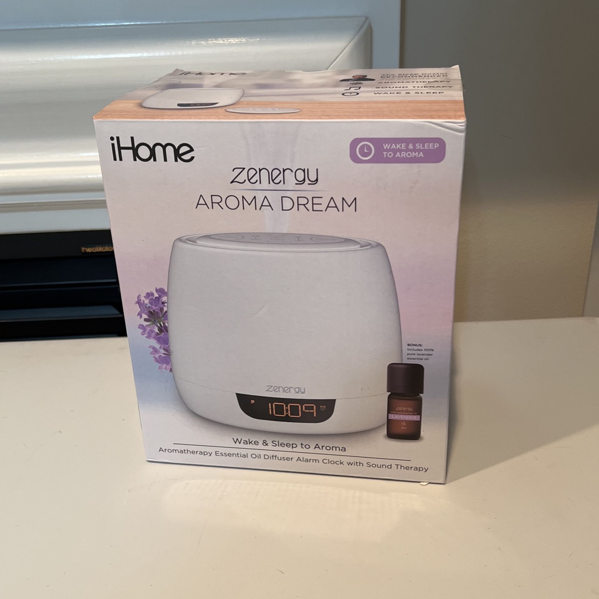 New iHome Zenergy Aroma Dream Essential Oil Diffuser/Alarm Clock/Sound Therapy