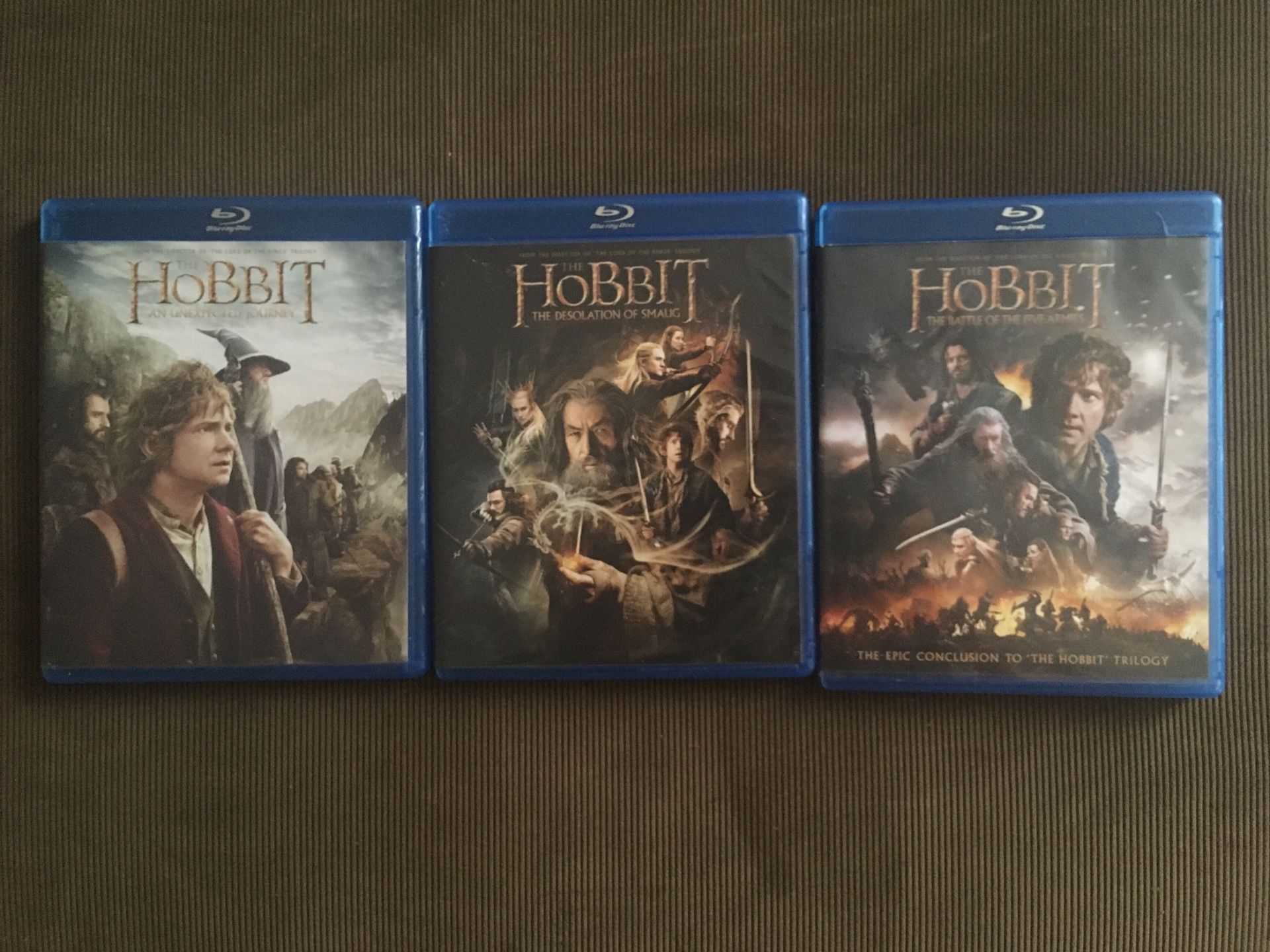 THE HOBBIT TRILOGY (ALL 3 DVD&BLU RAY DISCS)