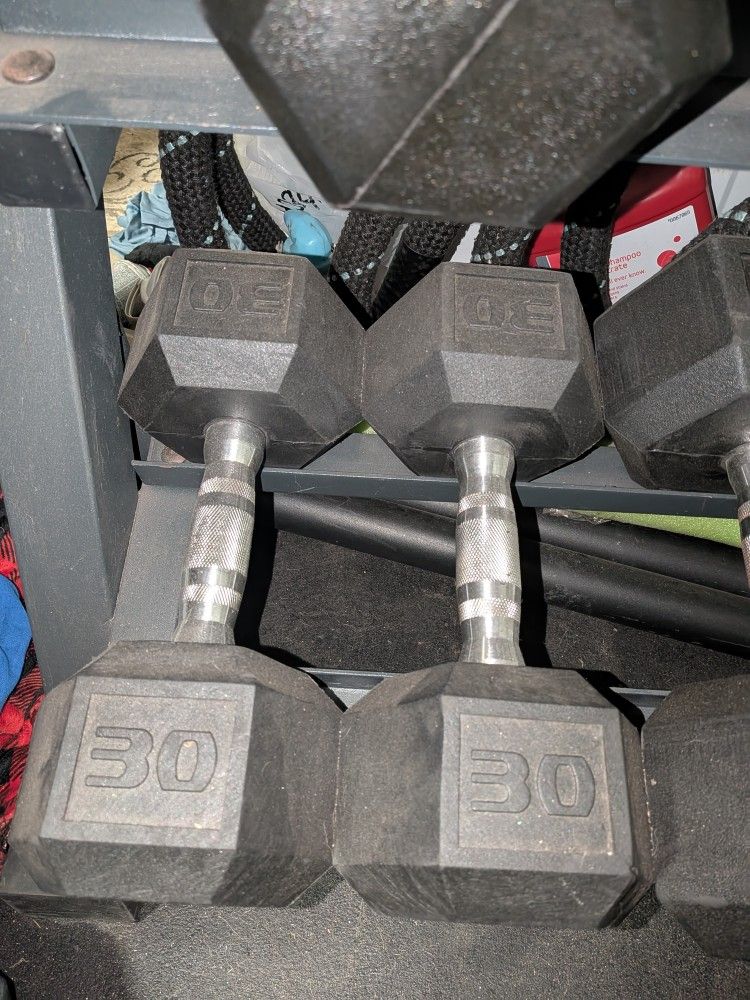 Rubber Hex Dumbbells 
