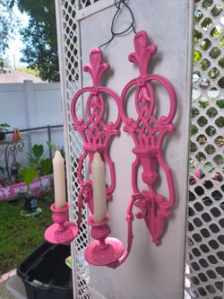 Vintage pink decorative wall sconce candle holders wall home decor