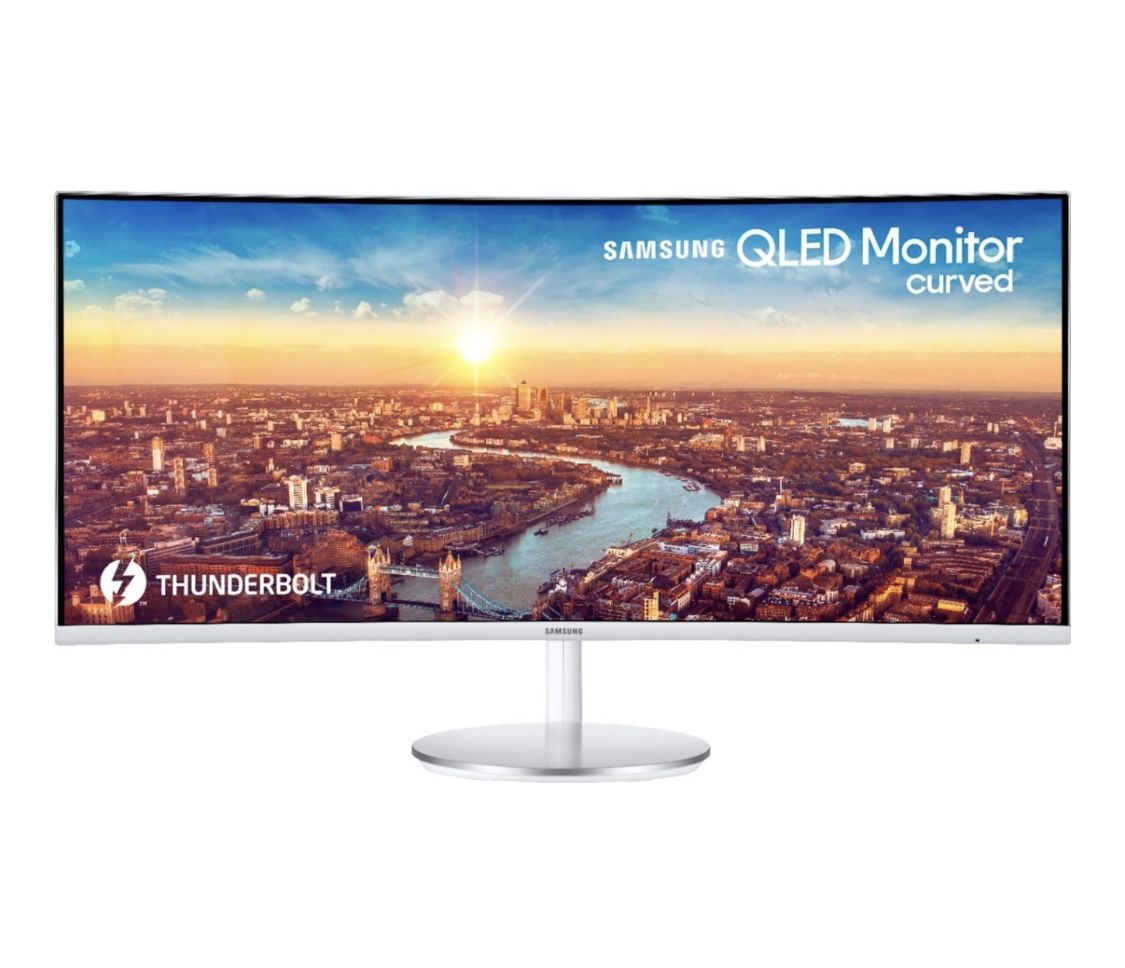 Samsung - 34” ViewFinity CJ791 QHD FreeSync Thunderbolt Monitor with speakers - White/Silver