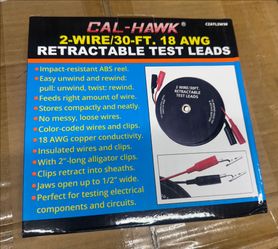 WHOLESALE Cal Hawk Tools 2 Wire 30' Retractable Test Leads (18 Gauge)