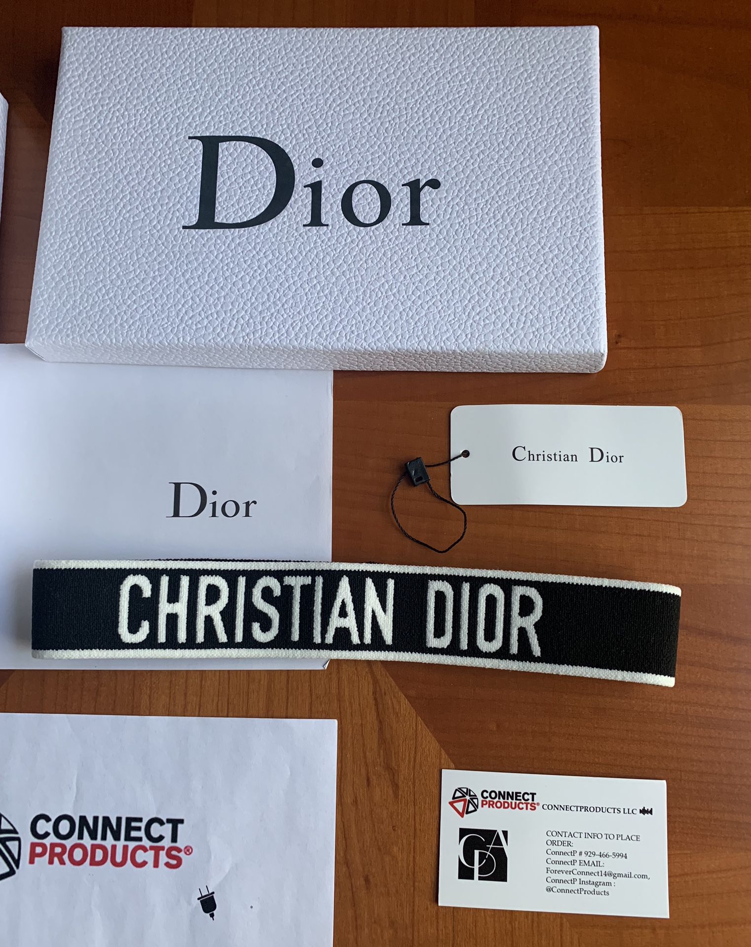 Christian Dior Black, Pattern Print Cotton Headband w/ Tags