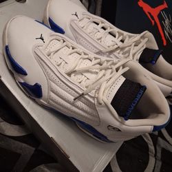 Blue and white Jordan's