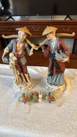 Japanese fishing couple figurine