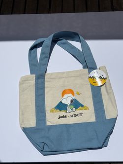 Junbi Matcha X Peanuts Mini Canvas Tote Bag Snoopy Mt Fuji Japan Travel Cute NEW