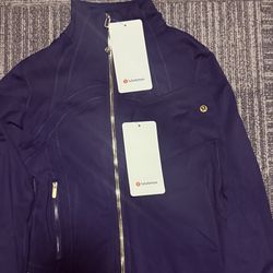 Navy blue/Gold Lululemon Define Jacket with matching leggings (Full Set)
