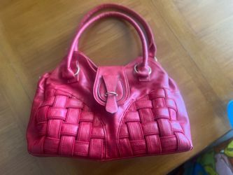 Red Woven Faux Leather Handbag/Purse