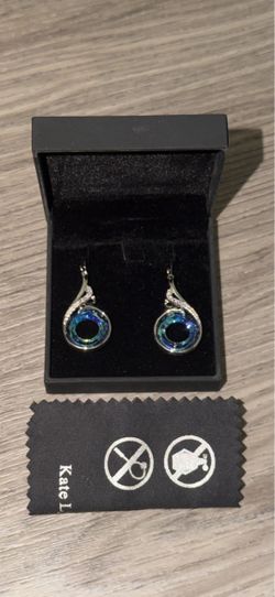 Kate Lynn Drop Earrings with Blue Crystal