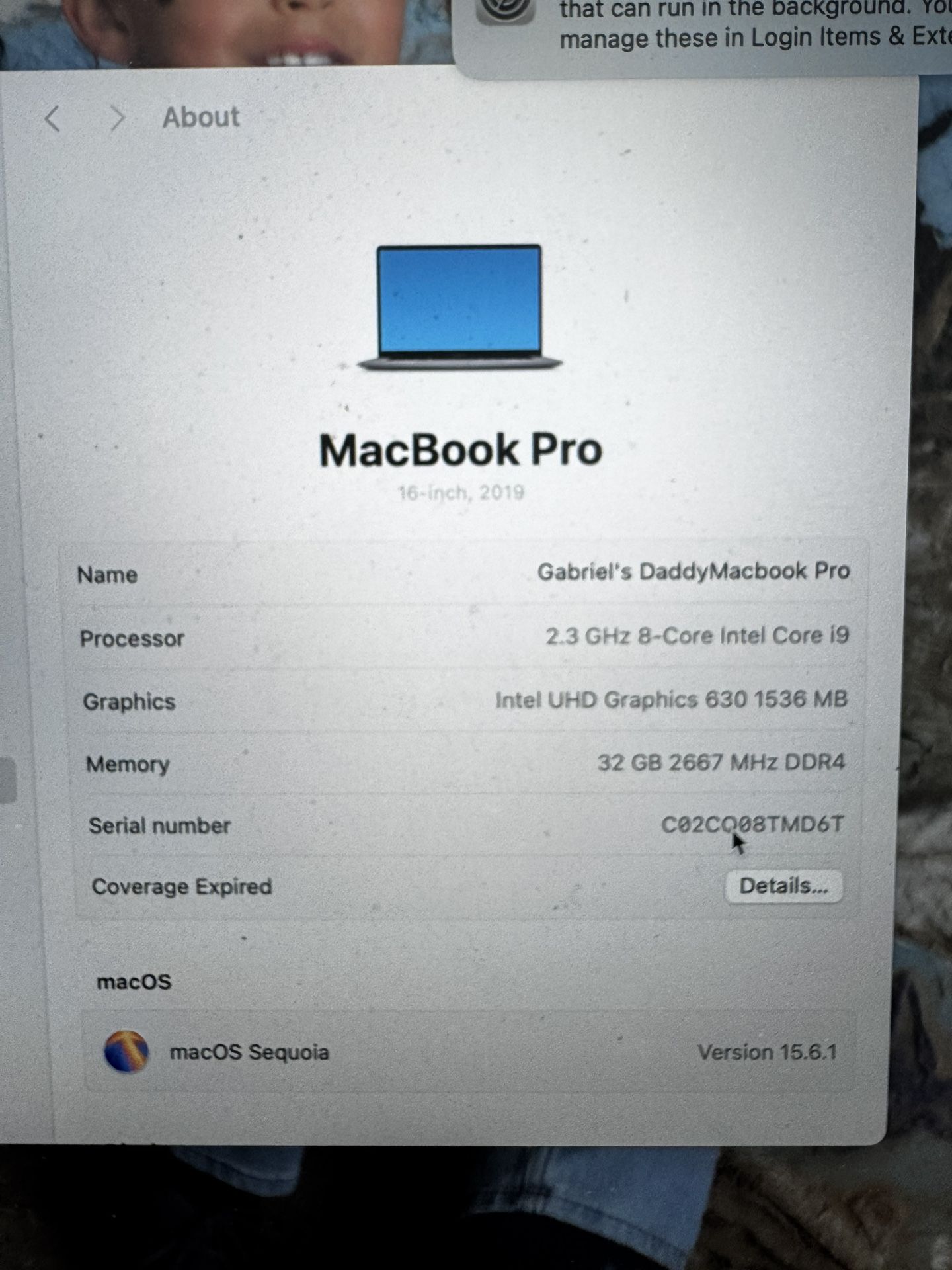 MacBook Pro 16” (2019) – i9 · 32GB RAM · 1TB SSD · Excellent Performance