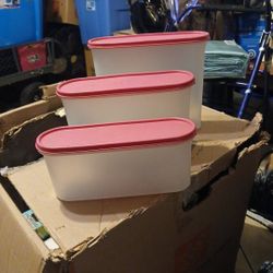3 Pack Pink-Lid Storage Containers — New