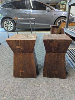 Pair of Indonesian wooden stools