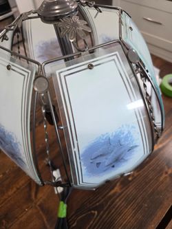 Vintage Dolphin Glass Panel Touch Light Fixture