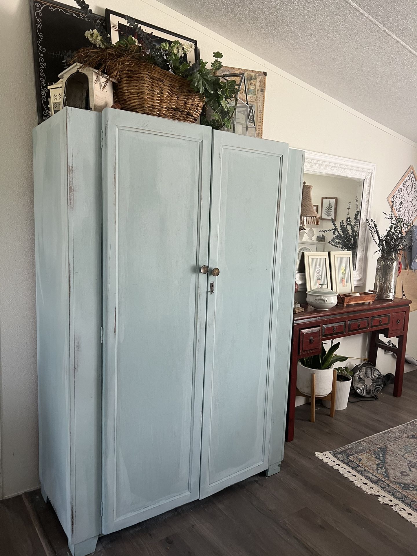 Beautiful Painted Vintage Armoire,All Products : American Fashion Style Bags On Sale