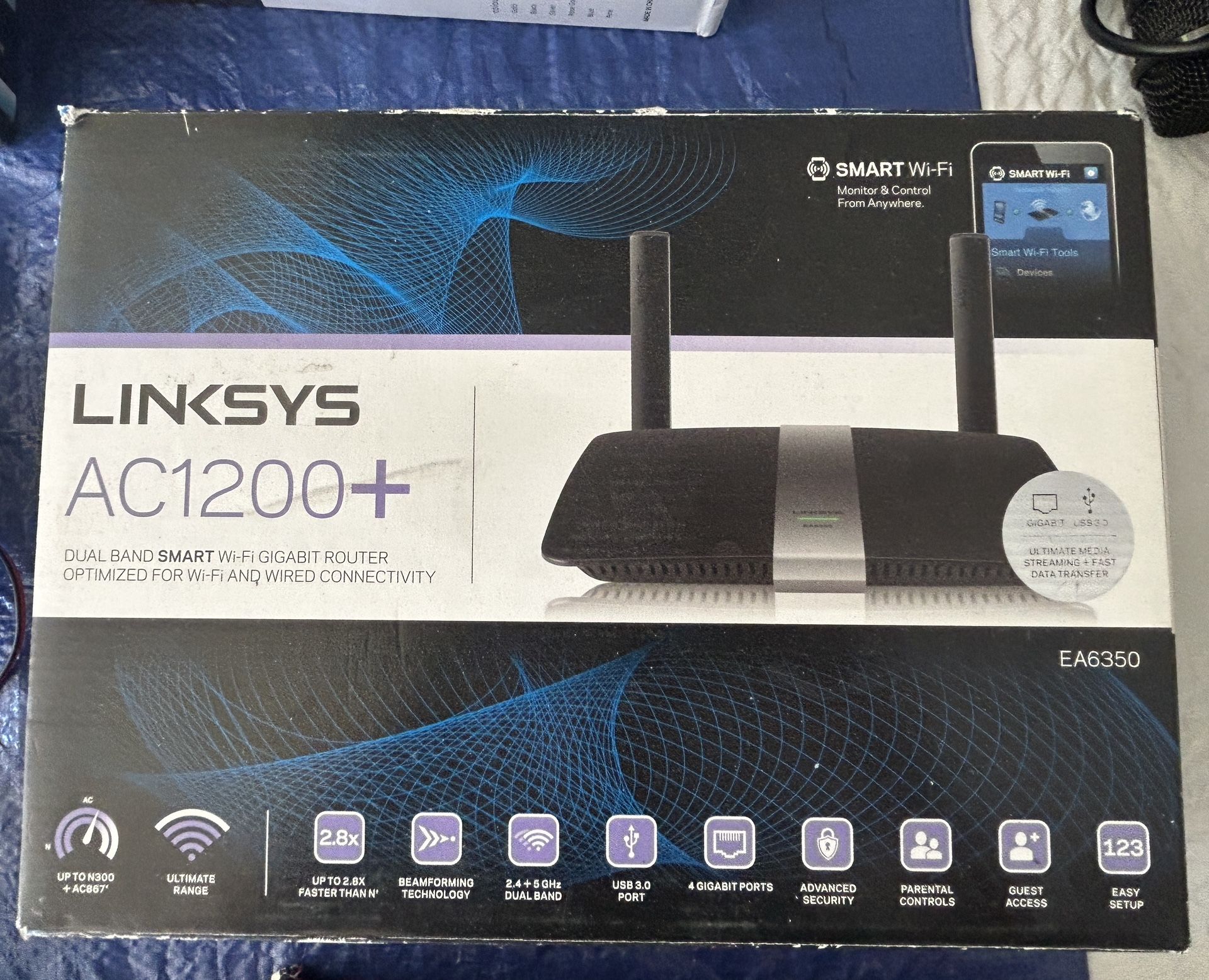 Linksys AC1200+ EA6350 WiFi Router, Dual Band, Long Range Very Fast