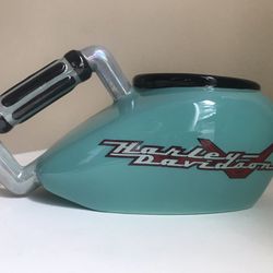 Harley Davidson Collectible Teal Color Motorcycle Shaped Mug 