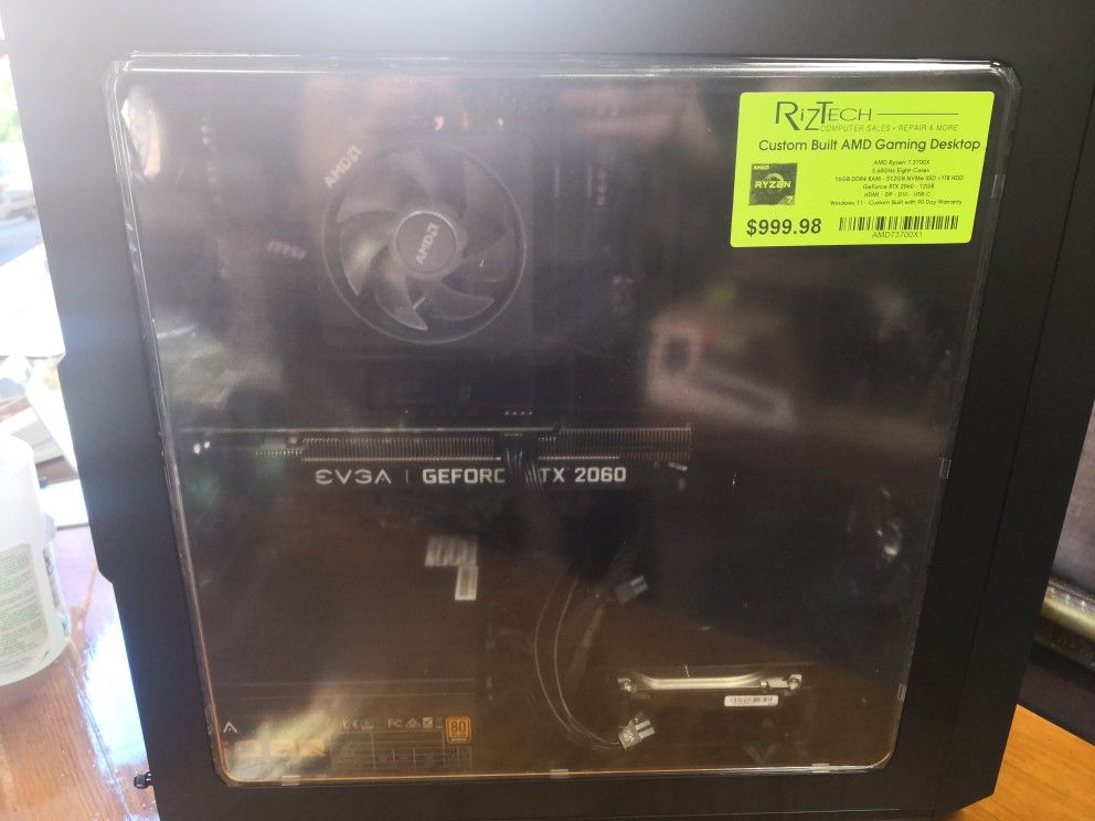 Custom Built AMD Gaming Desktop
AMD Ryzen 7 3700X
3.60GHz Eight-Cores
16GB DDR4 RAM-512GB NVMe SSD +1TB HDD
GeForce RTX 2060-12GB