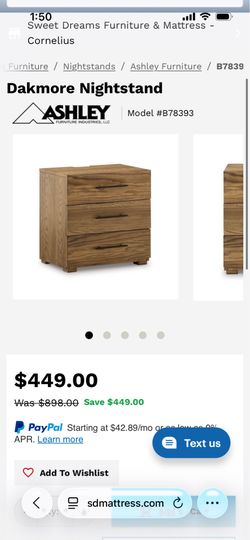 Dakmore Nightstand，$150