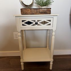 Charming Cream Accent Table with Drawer & Shelf(Table Only)
