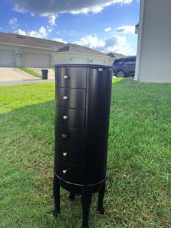 Standing Jewelry Armoire / Oval Floor Jewelry Cabinet with 6 Drawers