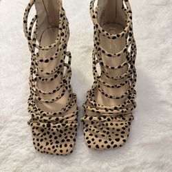 Leopard Print Faux Suede Heels Size 7
